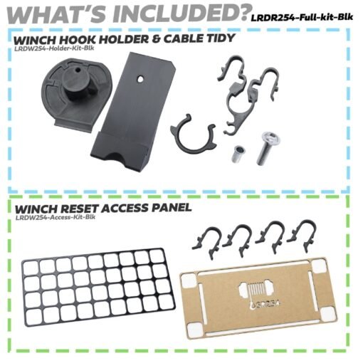 Black Winch Access Panel & Hook Holder Bundle for the Land Rover Defender L663