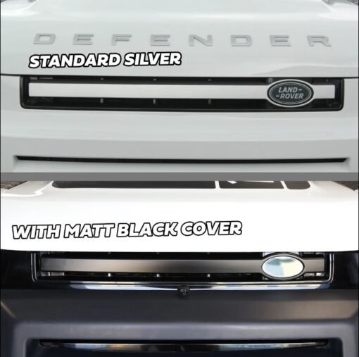 Cover of the Front Grille Bar in Matt Black for Land Rover Defender L663