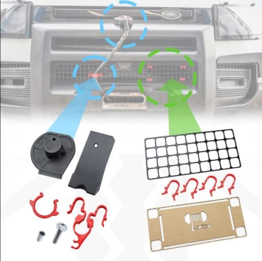 Winch Access Panel & Hook Holder Bundle with Red Clips for Land Rover Defender L663