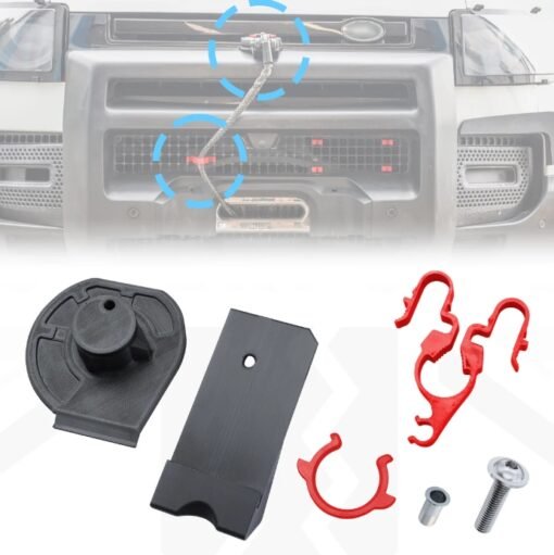 Winch Access Panel & Hook Holder Bundle with Red Clips for Land Rover Defender L663