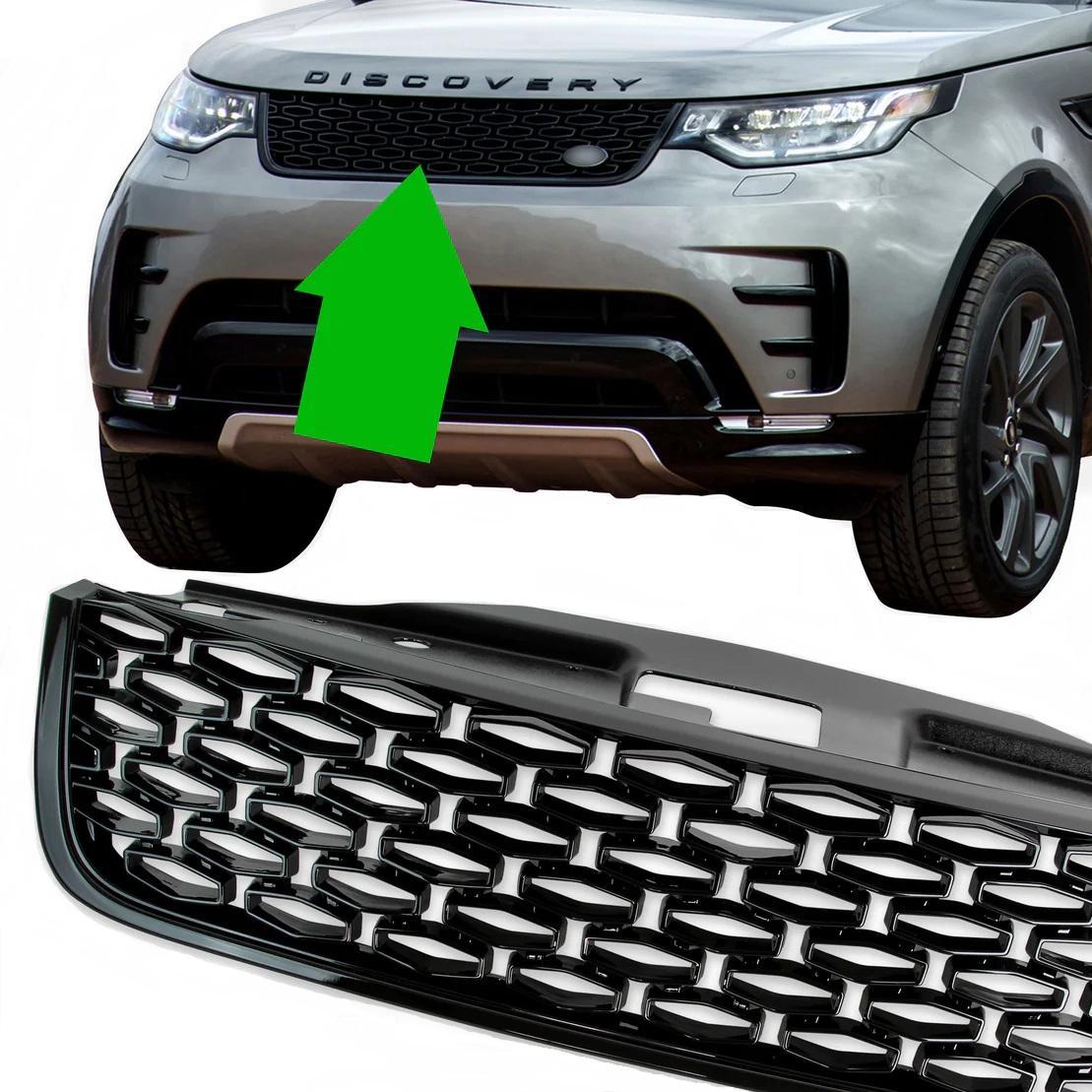 thumbnail image 2 of Gloss Black Front Grille For Land Rover Discovery 5 – Dynamic Design Pack Style (LR082695 Alternative) 2 of 5