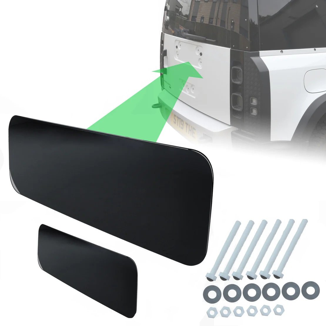 Gloss Black Spare Wheel Delete Cover Set for Land Rover Defender L663
