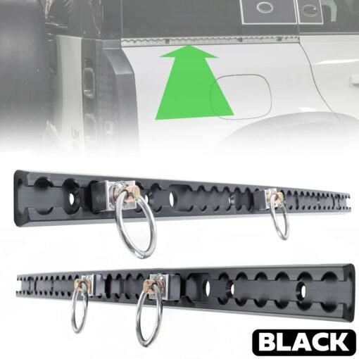 Land Rover Defender L663 110 Black Anodised Utility Side Rail Pair