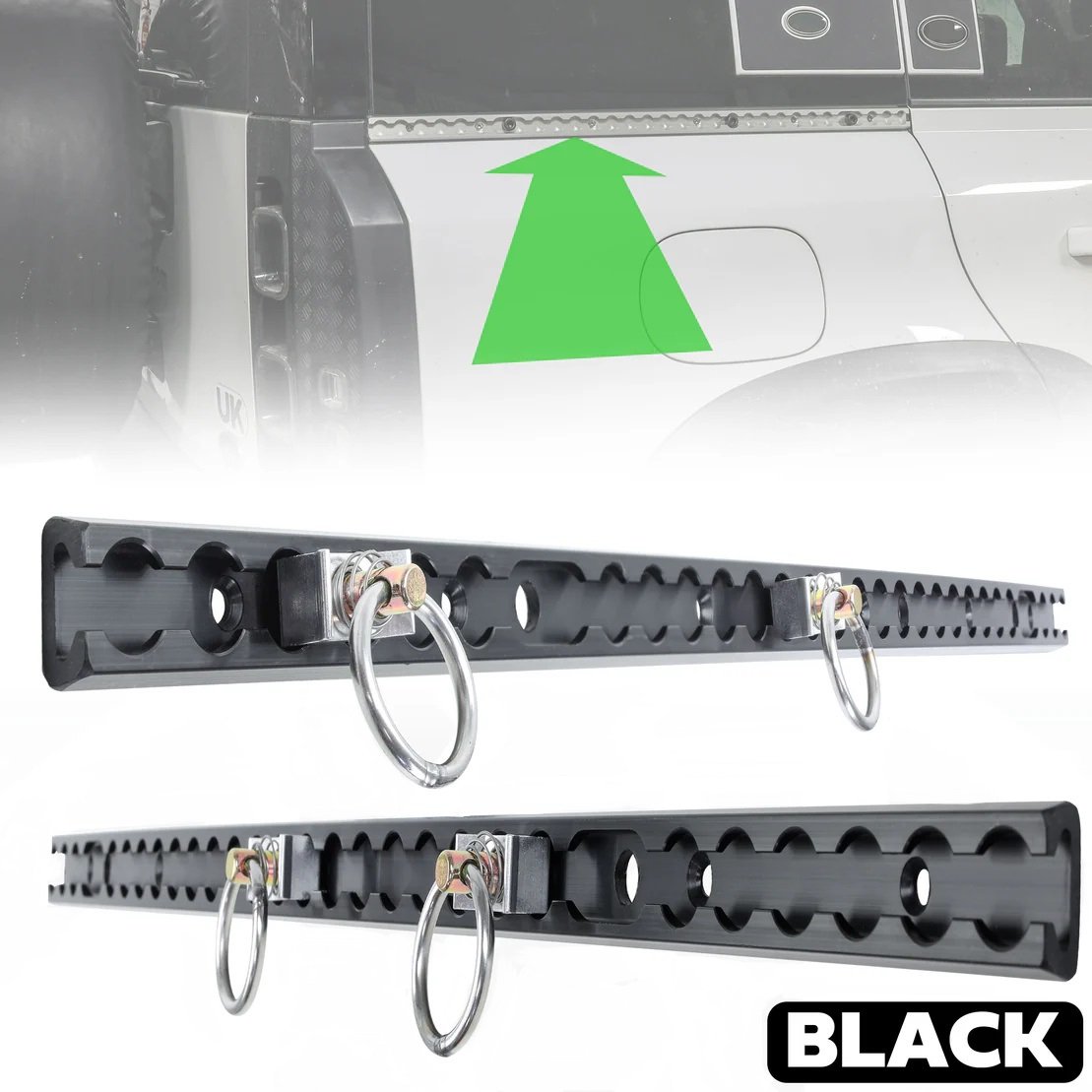 Land Rover Defender L663 110 Black Anodised Utility Side Rail Pair