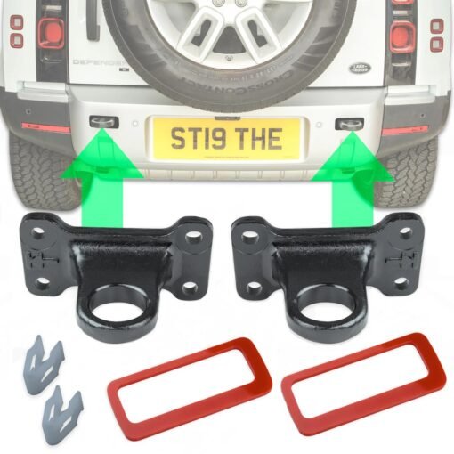 Upgrade Kit B Tow Loop with Black Loops and Red Inserts for Land Rover Defender L663