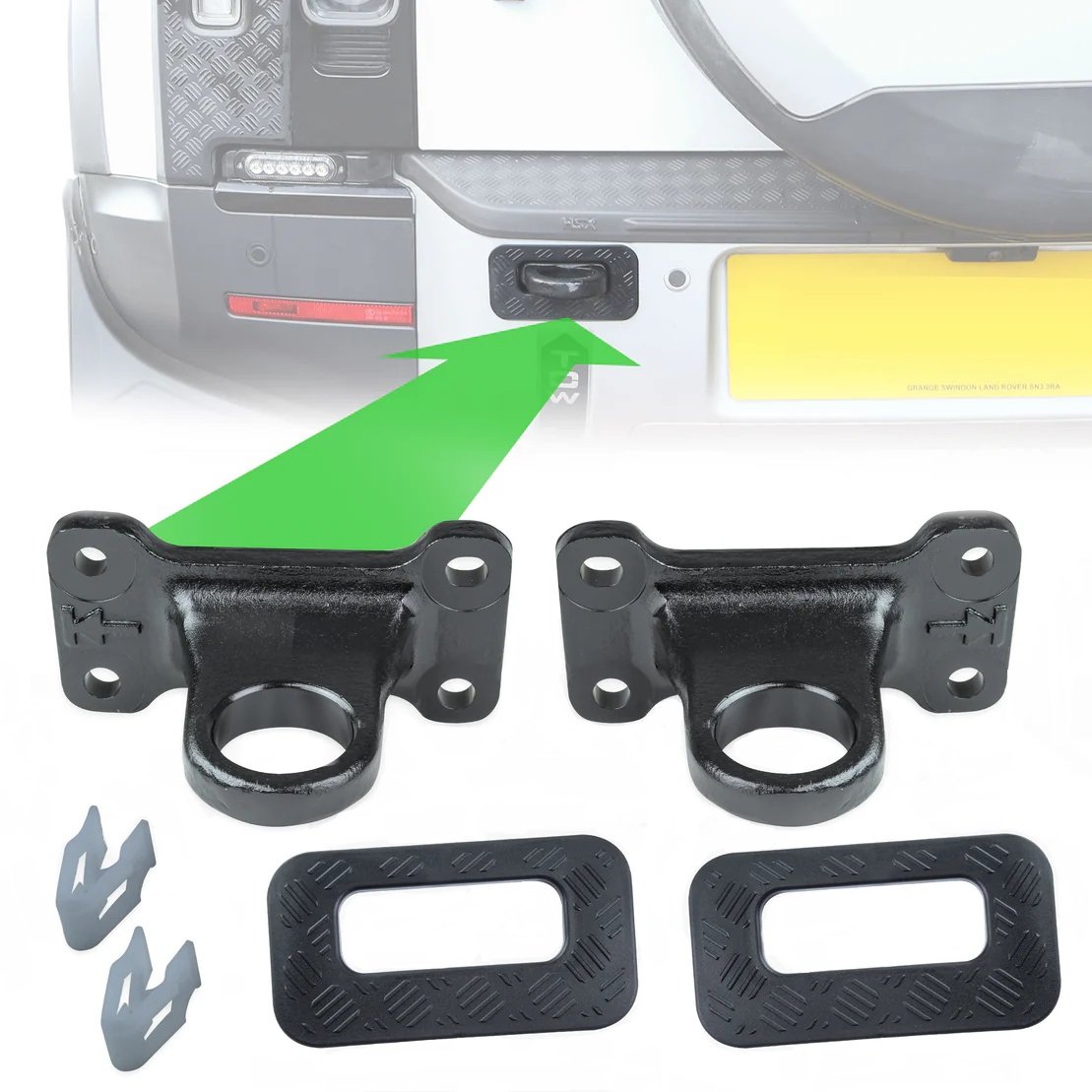 Upgrade Kit D Tow Loop with Black Loops and Chequer Surrounds for Land Rover Defender L663